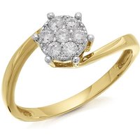 9ct Gold Cubic Zirconia Twist Cluster Ring - R6532-R
