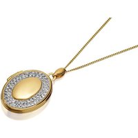 9ct Gold Two Colour Crystal Oval Locket And Chain - R7212