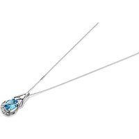9ct White Gold Blue Topaz And Diamond Necklace - R8379