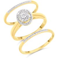 The Bridal Suite 9ct Gold Diamond Engagement, Wedding And Half Eternity Ring Set - 1/4ct - S3274-N