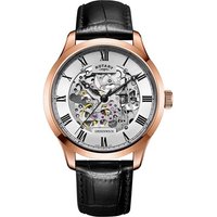 Rotary GS02942/01 Greenwich Skeleton Automatic Black Strap Watch - W1215