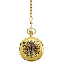 Jean Pierre G257PM Gold Plated Half Hunter Skeleton Pocket Watch - W2223
