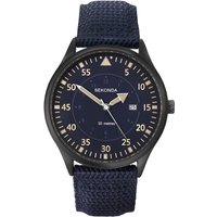 Sekonda 1795 Black IP Blue Fabric Strap Watch - W31423