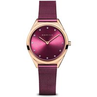 BERING 17031-969 Ultra Slim Burgundy Milanese Mesh Bracelet Watch - W74129