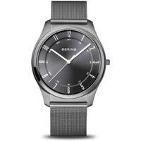 Bering 18340-377 Ultra Slim Grey Milanese Mesh Bracelet Watch - W74196