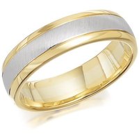 9ct Two Colour Gold Satin And Polished Wedding Ring - 5mm - Size H Only - Z50406