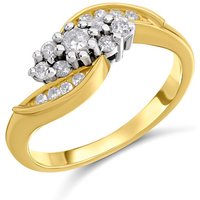9ct Yellow Gold Twist Set Cluster Ring - 25pt - Z51128
