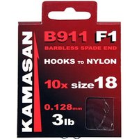 Kamasan B911 F1 Barbless Spade End Hooks To Nylon - Size 16 - 3Lb 8oz