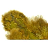 Whiting Brahma Hen Soft Hackle Chickabou Mottled Grey dyed Dark Olive - Speckled dyed Golden Olive