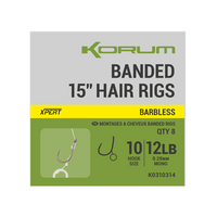 Korum Banded Hair Rigs Barbless 15 inch - Size 12 10lb