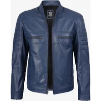 blue leather jacket mens - genuine lambskin cafe racer leather jacket for biker