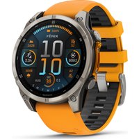 Garmin Fenix 8 Amoled 47mm, Sapphire Titanium - Spark Orange/Graphite Silicone Strap
