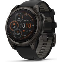 Garmin Fenix 8 Solar 51mm, Sapphire Solar Carbon Gray DLC Titanium - Black/Pebble Grey Silicone Strap