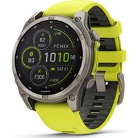 Garmin Fenix 8 Solar 47mm, Sapphire Solar Titanium - Amp Yellow/Graphite Silicone Strap