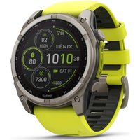 Garmin Fenix 8 Solar 51mm, Sapphire Solar Titanium - Amp Yellow/Graphite Silicone Strap