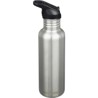 Klean Kanteen Classic 800 ml (W/ Flip Seal Sport Cap and Straw) Brushed Stainless