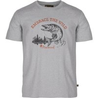 Pinewood Men's Fishing T-Shirt Light Grey Melange Pike