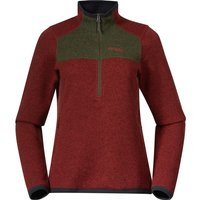 Bergans Women's Kamphaug Knitted Half Zip Chianti Red/Dark Olive Green