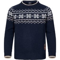 Gridarmor Kids' Snøkrystall Round Neck Ullgenser Navy/White/Beige