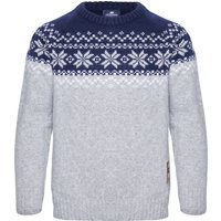 Gridarmor Kids' Snøkrystall Round Neck Ullgenser Light Grey/Dark Navy/White