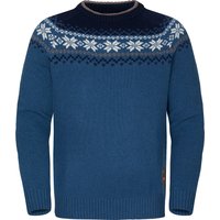 Gridarmor Men's Snøkrystall Round Neck Ullgenser Blue/White/Navy