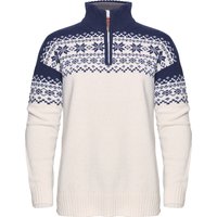 Gridarmor Women's Snøkrystall Half Zip Ullgenser White/Dark Navy