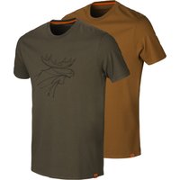 Härkila Men's Härkila Graphic T-Shirt 2-Pack Willow Green/Slate Brown