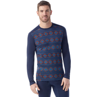 Smartwool Men's Classic Thermal Merino Base Layer Crew Boxed Deep Navy Paths Crossed