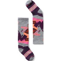Smartwool Kids' Wintersport Full Cushion Mountain Moose Pattern OTC Socks Light Gray/Pink