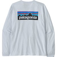 Patagonia Women's Long-Sleeved P-6 Logo Responsibili-Tee White