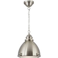 Satin Silver Dome Pendant With Frosted Glass Diffuser Satin Silver Dome Pendant With Frosted Glass Diffuser