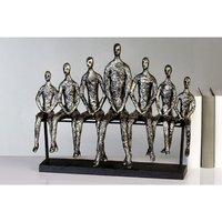 Brothers Sculpture In Silver With Black Base
