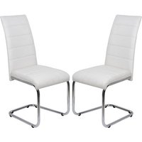 Daryl White Faux Leather Dining Chairs With Chrome Legs In Pair