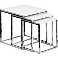 Krystal Set of 3 Nesting Tables In White With Chrome Legs