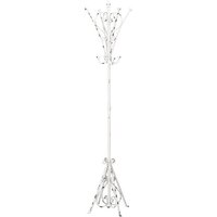 Amsterdam Loft Coat Stand In Distressed White Metal With 8 Hooks
