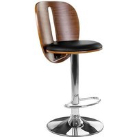 Crofton Bar Chair In Black Faux Leather Seat With Chrome Base