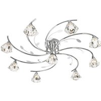 Sierra 9 Chrome Ceiling Light With Sculptured Clear Glass Sierra 9 Chrome Ceiling Light With Sculptured Clear Glass