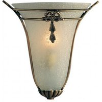 Single Wall Light With Frosted Glass In Antique Brass Finish Single Wall Light With Frosted Glass In Antique Brass Finish