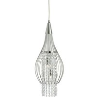 Rocket Chrome Cage Ceiling Pendant With Clear Crystal Buttons Rocket Chrome Cage Ceiling Pendant With Clear Crystal Buttons