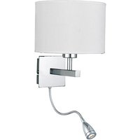 LED Dual Switched Circular White Fabric Shade Chrome Wall Light LED Dual Switched Circular White Fabric Shade Chrome Wall Light