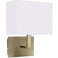 Antique Brass Wall Light With Oblong Rectangular Fabric Shade
