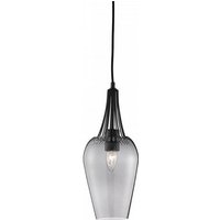 Whisk Matt Black Pendant Lamp With Smoked Glass Shade Whisk Matt Black Pendant Lamp With Smoked Glass Shade