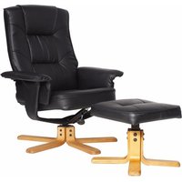 Canzone Faux Leather Recliner Chair With Footstool In Black
