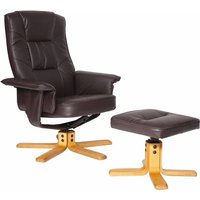 Canzone Faux Leather Recliner Chair With Footstool In Brown