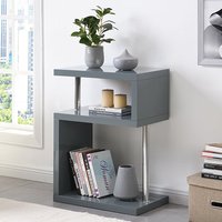 Albania High Gloss 3 Tiers Shelving Unit In Grey