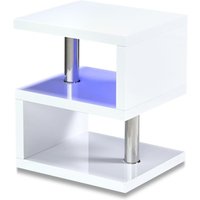 Aston High Gloss Side Table In White and LED