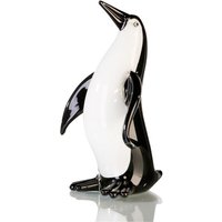 Penguin Sculpture In Black And White Glass