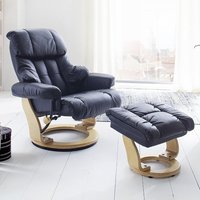 Calgary Relaxing Chair In Black Leather And Oak With Foot Stool Calgary Relaxing Chair In Black Leather And Oak With Foot Stool