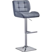 Candid Faux Leather Bar Stool In Grey With Chrome Base