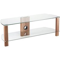 Clevedon Small Clear Glass TV Stand With Walnut Frame